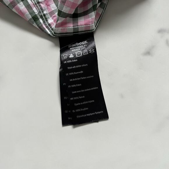 Barbour Bruce Men's Shirt Classic Tailored Fit Cotton Chek Nevada Pink Size L - Picture 10 of 11